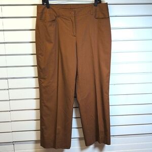 Carlisle Pants Trousers 100% Wool Flat Front  Brown Zipper Button Lined 10